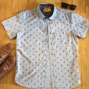 Flamingo and Palm Tree Button Down